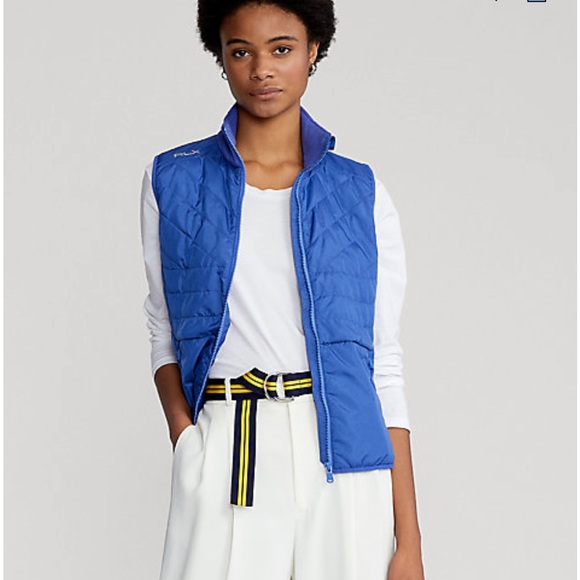 Ralph Lauren Jackets & Blazers - Lauren Ralph Lauren Quilted Blue Black Trimmed Puffer Vest